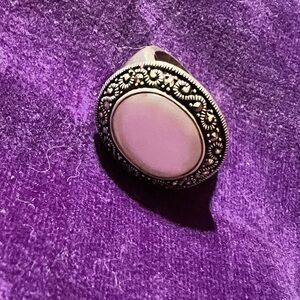 Statement Pink mother of pearl with marcasite in silver 7 first anniversary